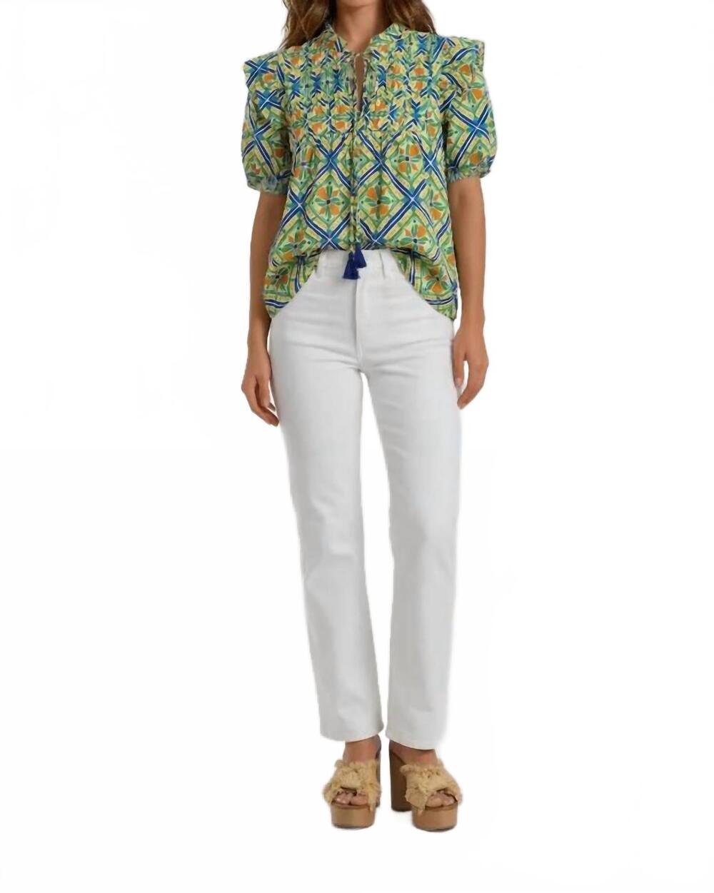 NEW SINCERELY OURS nora puff sleeve top in almafi bloom